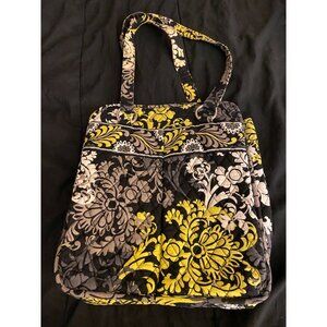 VERA BRADLY LARGE PURSE HANDBAG SHOULDER BAG GREEN GRAY WHITE PATTERN Retired